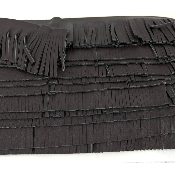 Faux Leather Fringe Trim Chocolate Brown 2.5 Inched wide 12 Yards - Picture 1 of 6